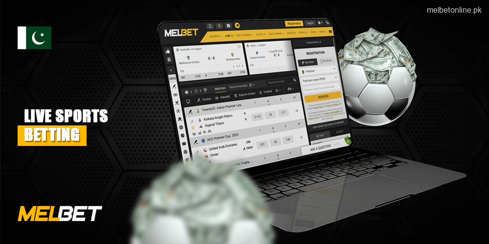 List with Live Sports Betting sections on Melbet