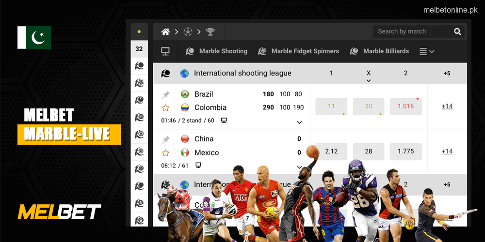 Melbet پر ماربل لائیو سیکشن کی تفصیل